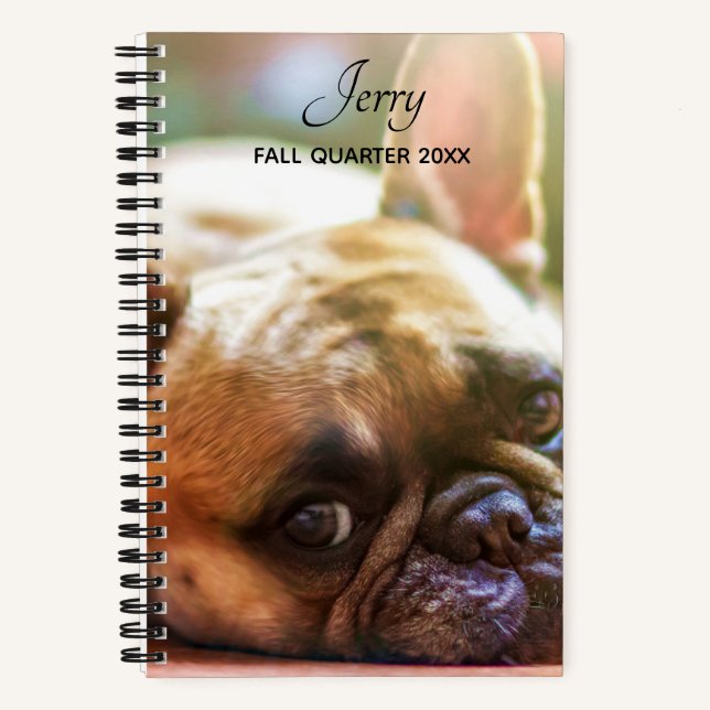 Cute Add YOUR Photos Name French Bulldog Notebook (Front)