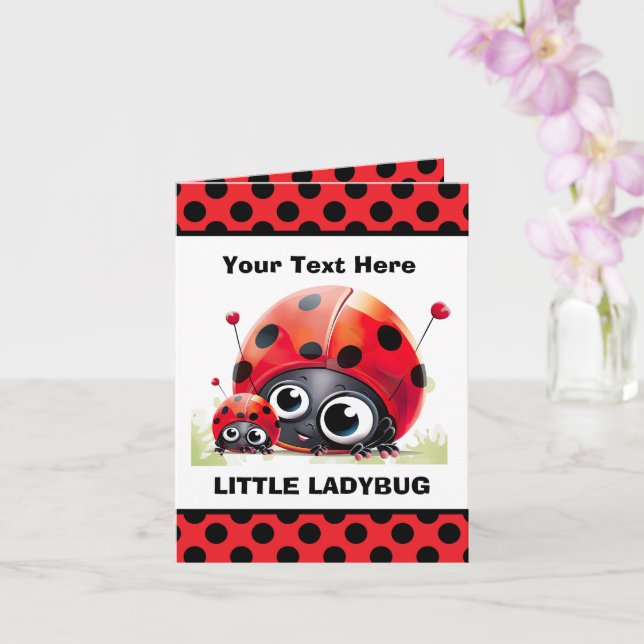 cute add your purpose text little ladybug card (Orchid)