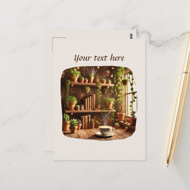 Cute add your text coffee  postcard (Front/Back In Situ)