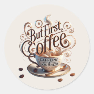 Cute add your text coffee shop  classic round sticker