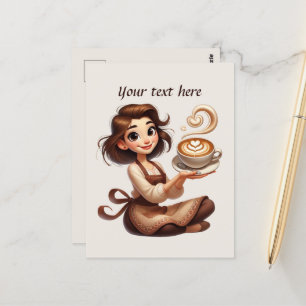Cute add your text coffee shop  postcard