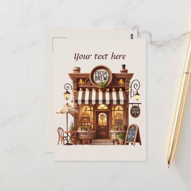 Cute add your text coffee shop  postcard (Front/Back In Situ)
