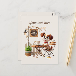 Cute add your text coffee shop  postcard