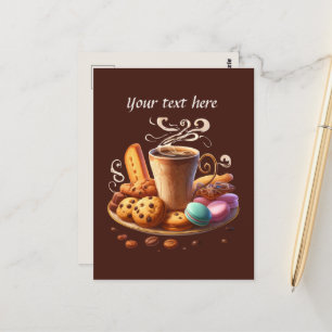 Cute add your text coffee shop  postcard