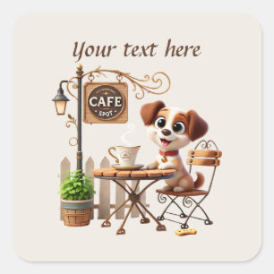 Cute add your text coffee shop  square sticker