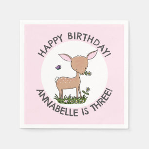Cute adorable baby deer personalized birthday napkin