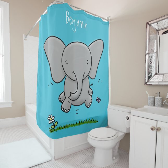 Cute adorable baby elephant cartoon illustration (In Situ)