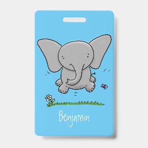 Cute adorable baby elephant cartoon illustration badge