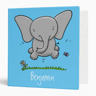 Cute adorable baby elephant cartoon illustration binder