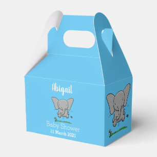 Cute adorable baby elephant cartoon illustration favor box