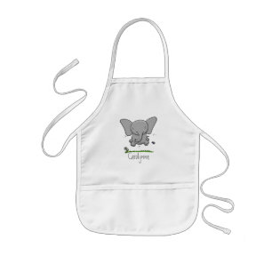 Cute adorable baby elephant cartoon illustration kids apron