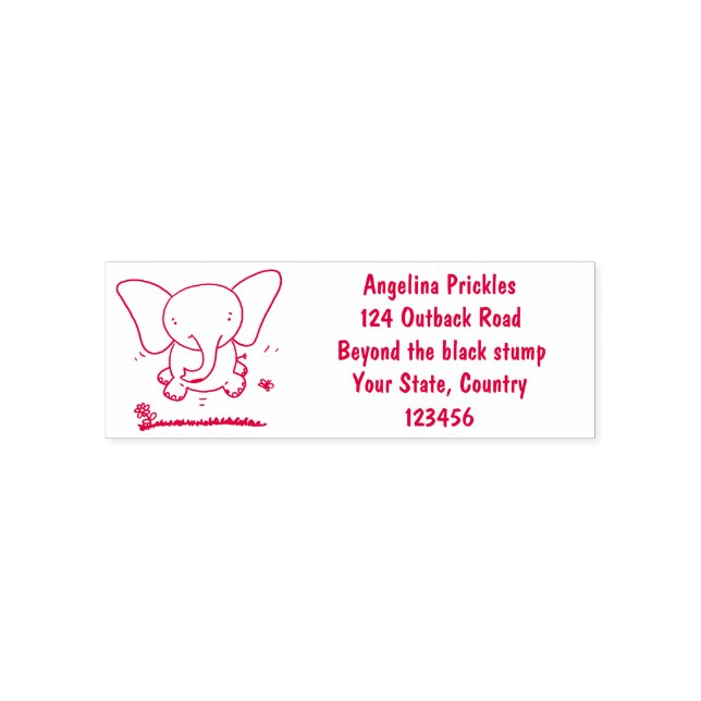 Cute adorable baby elephant cartoon illustration self-inking stamp (Design)