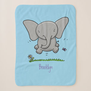 Cute adorable baby elephant cartoon illustration sherpa blanket