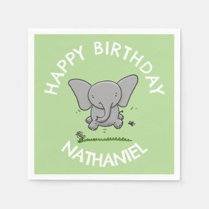 Cute adorable baby elephant personalized birthday napkin