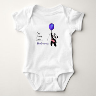 Cute Adorable Baby Panda with Blue Balloon  Bodysuit