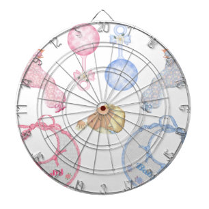 Cute Adorable Baby Shower Crib Nursery Footprints Dartboard