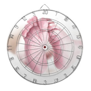Cute Adorable Baby Shower Crib Nursery Footprints Dartboard