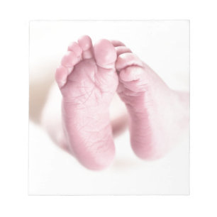 Cute Adorable Baby Shower Crib Nursery Footprints Notepad