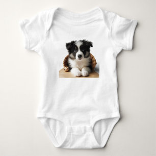 Cute Adorable Border Collie Puppy Dog Baby Bodysuit