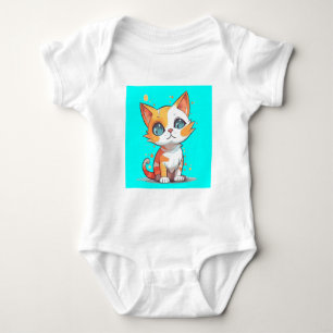 Cute Adorable Brown Cat Baby Bodysuit