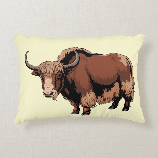 Cute & adorable brown Yak  Accent Pillow (Front)