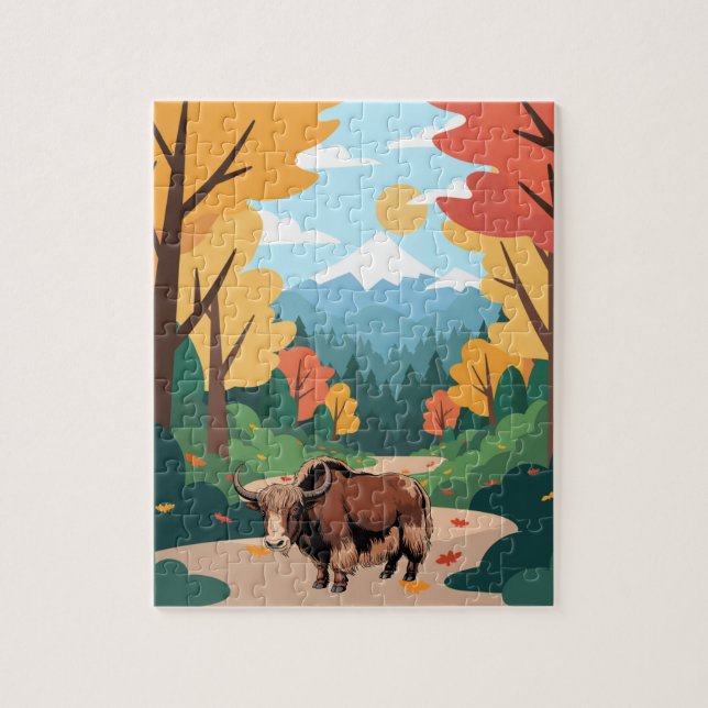 Cute & adorable brown Yak Jigsaw Puzzle (Vertical)