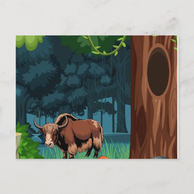 Cute & adorable brown Yak  Postcard (Front)