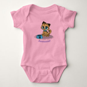 Cute Adorable Cat and Chick Graphic Baby Bodysuit