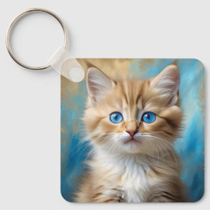 Cute Adorable Cat Portrait Keychain