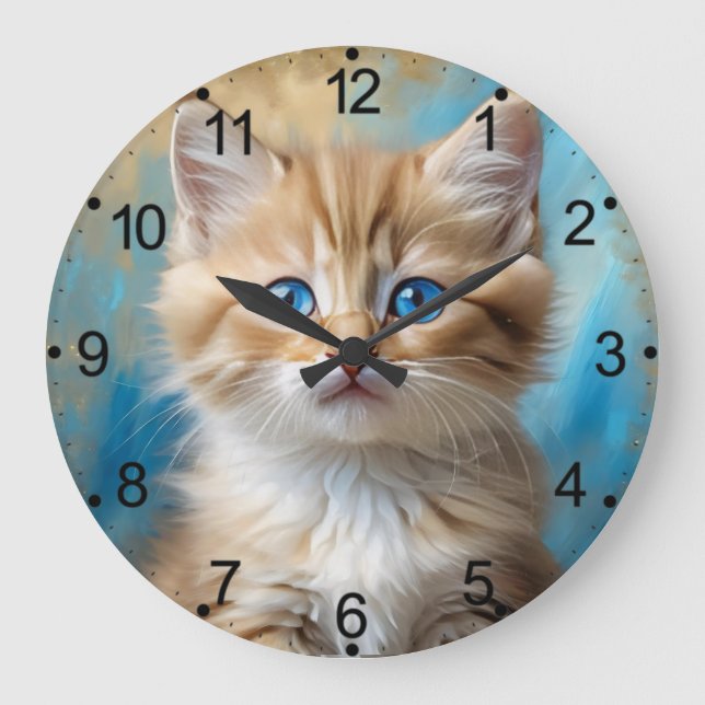 Cute Adorable Cat Portrait  Large Clock (Front)