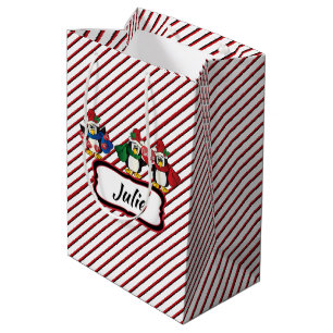 Cute Adorable Christmas Penguins Medium Gift Bag