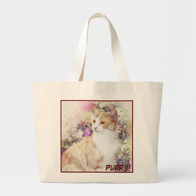 Cute Adorable Close-up Cat Picture Large Tote Bag (Front)