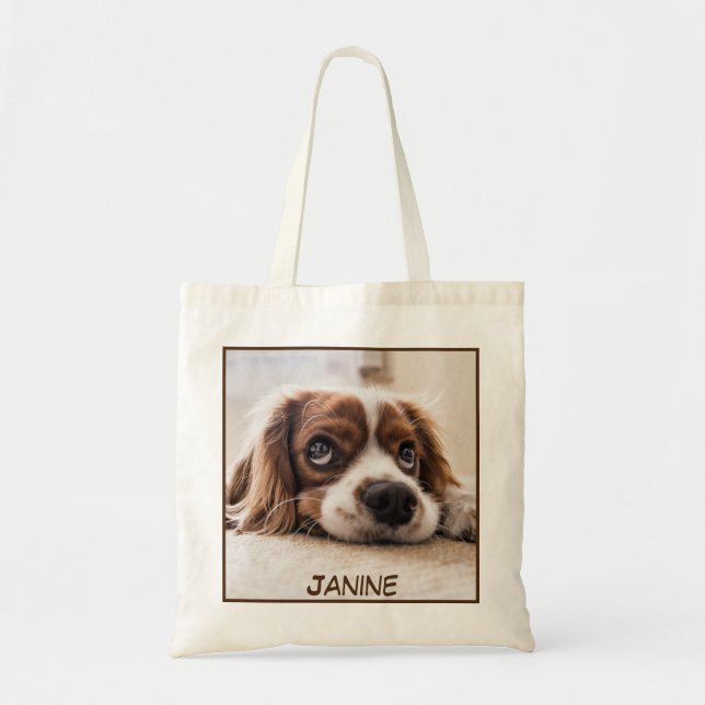 Cute Adorable Close-up Dog Print Tote Bag (Front)