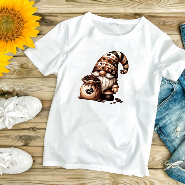 Cute Adorable Coffee Gnome Women's T-Shirt (Coffee Gnome lovers T-shirt. Cute adorable and trendy)