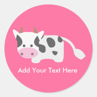 Cute & Adorable Cow Classic Round Sticker