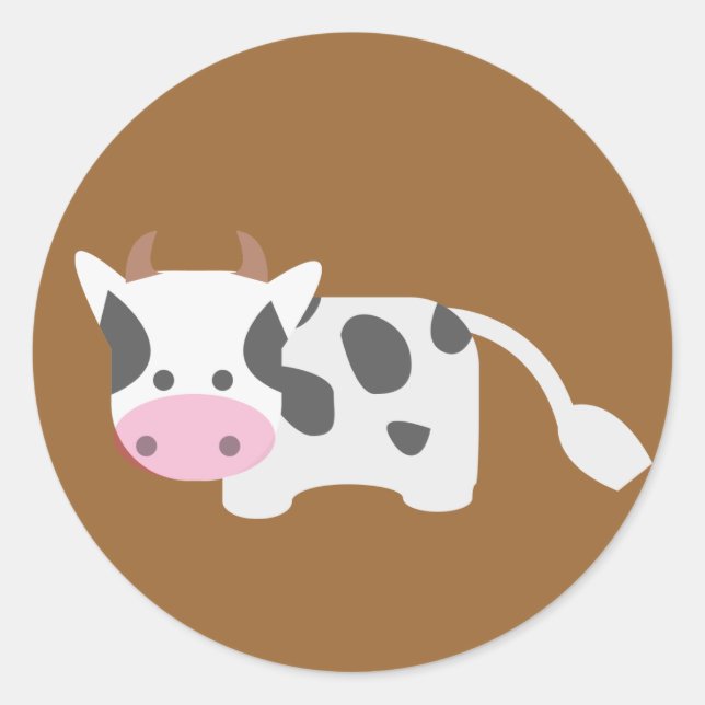 Cute & Adorable Cow Classic Round Sticker (Front)