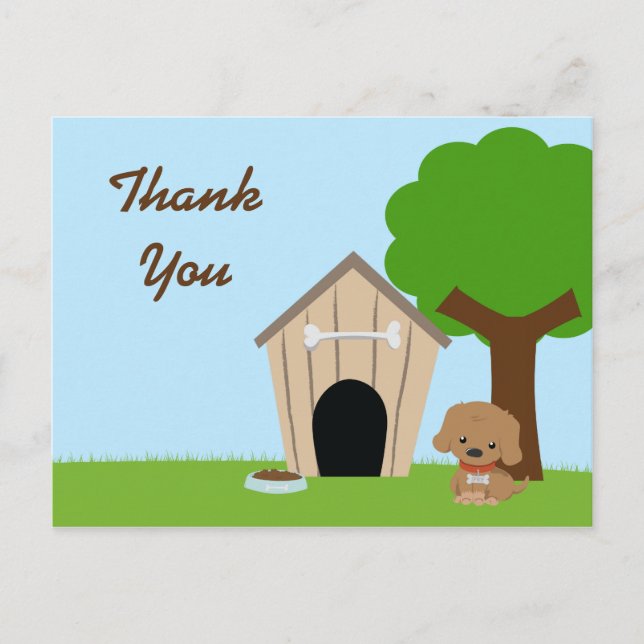 Cute adorable doggie house thank you postcard (Front)