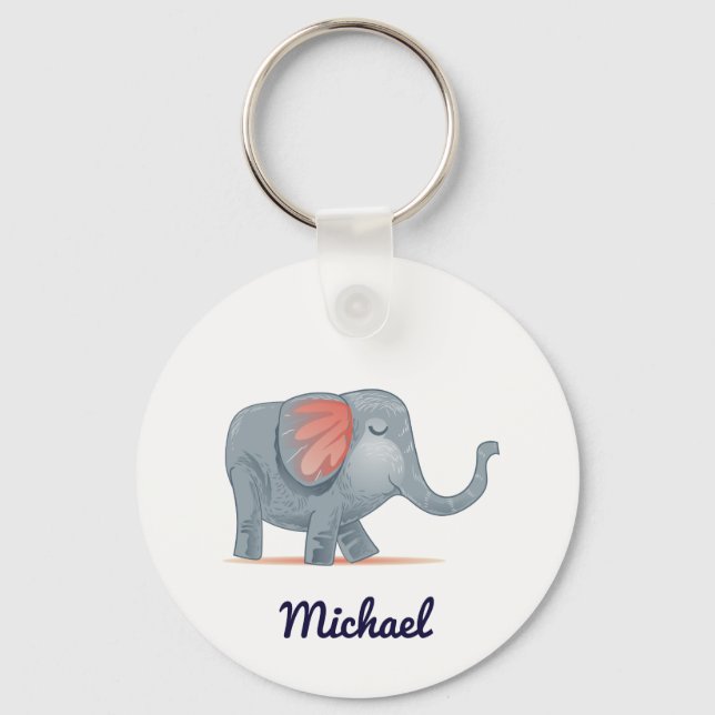 Cute Adorable Elephant personalized custom colour Keychain (Front)