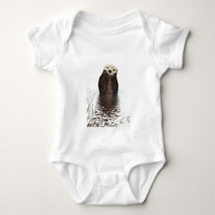 Cute adorable fluffy otter animal baby bodysuit