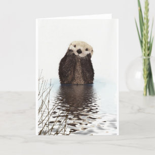 Cute adorable fluffy otter animal card
