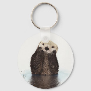 Cute Adorable Fluffy Otter Animal Keychain