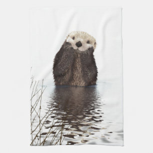 Cute Adorable Fluffy Otter Animal Kitchen Towel