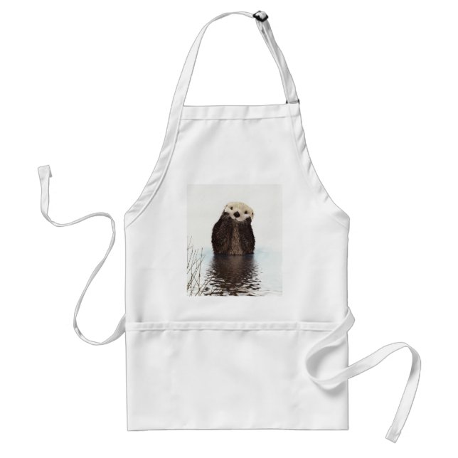Cute Adorable Fluffy Otter Animal Standard Apron (Front)