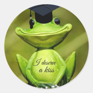 Cute Adorable Frog,Graduation Cap Classic Round Sticker