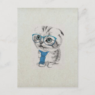 Cute adorable funny trendy blue eyes kitten postcard