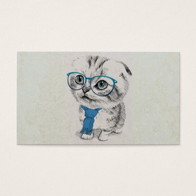 Cute adorable funny trendy kitten animal sketch (Front)