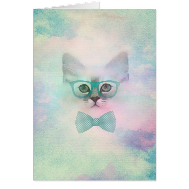 Cute adorable funny watercolours kitten glasses (Front)