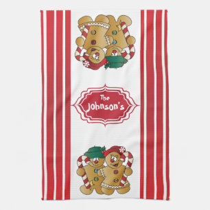 Cute Adorable Gingerbread Couple Kitchen Towel