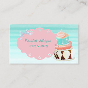 Cute Adorable Girly Modern,Ombre, Cake Business Card
