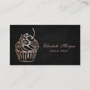 Cute Adorable,Glitter Cupcake, Black,Bakery Business Card